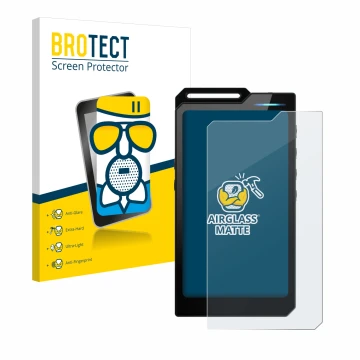 Face avant d’un emballage produit avec le logo de la marque BROTECT. À côté, l’appareil Hiby R4 est représenté avec la protect