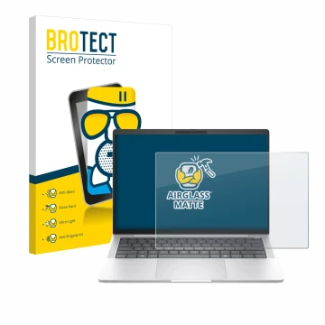 Face avant d’un emballage produit avec le logo de la marque BROTECT. À côté, l’appareil HP EliteBook 1040 G11 est représenté a