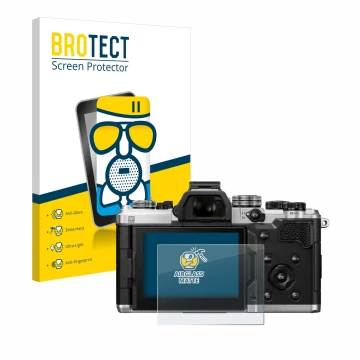 Face avant d’un emballage produit avec le logo de la marque BROTECT. À côté, l’appareil OM System OM-3 est représenté avec la 