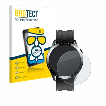 Face avant d’un emballage produit avec le logo de la marque BROTECT. À côté, l’appareil Tracer Smartwatch SM9 est représenté a