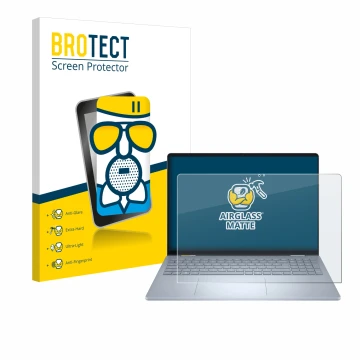 Face avant d’un emballage produit avec le logo de la marque BROTECT. À côté, l’appareil Dell 16 Plus-2-in-1 est représenté ave