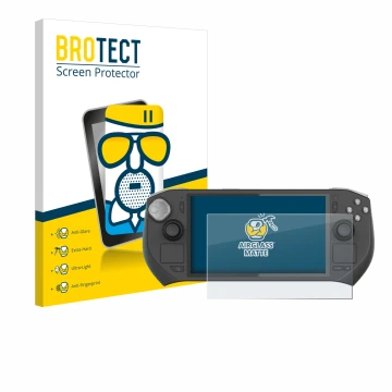 Face avant d’un emballage produit avec le logo de la marque BROTECT. À côté, l’appareil Zotac Gaming Zone est représenté avec 