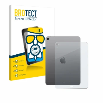 Face avant d’un emballage produit avec le logo de la marque BROTECT. À côté, l’appareil Apple iPad Air 11