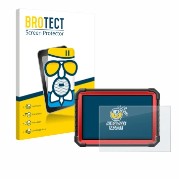 Face avant d’un emballage produit avec le logo de la marque BROTECT. À côté, l’appareil Launch X-431 PRO3S+ V5.0 est représent