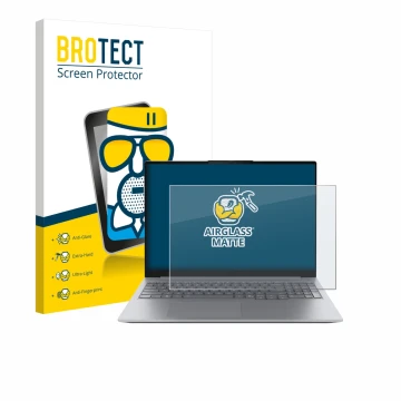 Face avant d’un emballage produit avec le logo de la marque BROTECT. À côté, l’appareil Lenovo ThinkBook 16 Gen 8 est représen