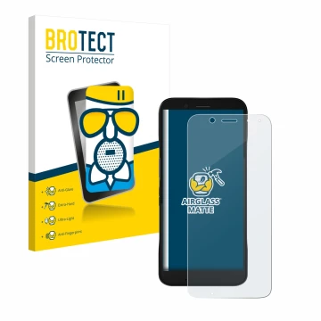 Face avant d’un emballage produit avec le logo de la marque BROTECT. À côté, l’appareil Datalogic Memor 12 est représenté avec