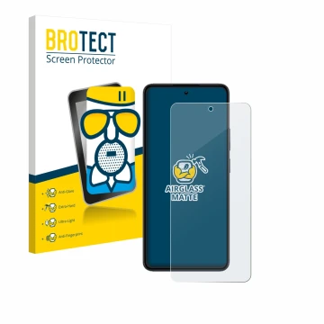 Face avant d’un emballage produit avec le logo de la marque BROTECT. À côté, l’appareil realme 14 est représenté avec la prote