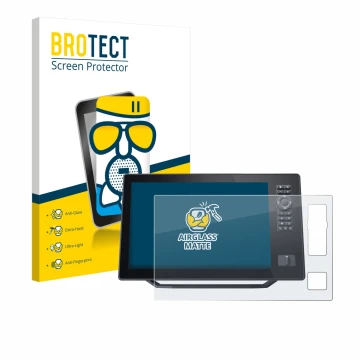 Face avant d’un emballage produit avec le logo de la marque BROTECT. À côté, l’appareil Humminbird Xplore 12 est représenté av