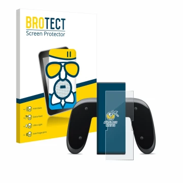 Face avant d’un emballage produit avec le logo de la marque BROTECT. À côté, l’appareil Nintendo Switch 2 Joy-Con 2-Holder est