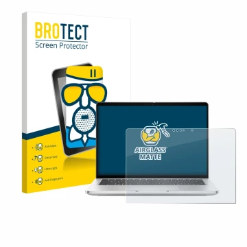Face avant d’un emballage produit avec le logo de la marque BROTECT. À côté, l’appareil Dell Pro 13 Plus 2-in-1 est représenté