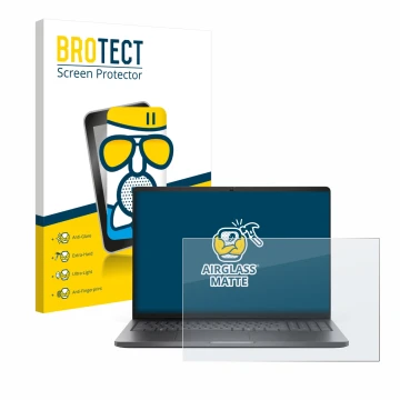 Face avant d’un emballage produit avec le logo de la marque BROTECT. À côté, l’appareil Dell Pro 16 PC16250 est représenté ave