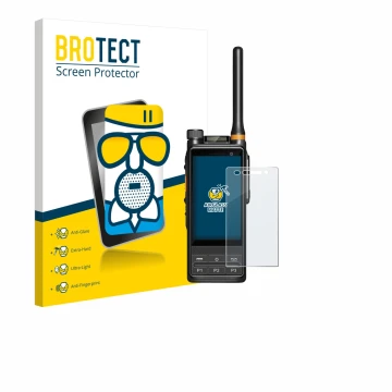 Face avant d’un emballage produit avec le logo de la marque BROTECT. À côté, l’appareil Hytera PDC680 est représenté avec la p