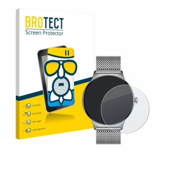 Face avant d’un emballage produit avec le logo de la marque BROTECT. À côté, l’appareil Pireware Slim Smartwatch est représent