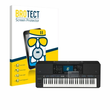 Face avant d’un emballage produit avec le logo de la marque BROTECT. À côté, l’appareil Yamaha PSR-SX720 est représenté avec l
