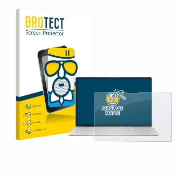 Face avant d’un emballage produit avec le logo de la marque BROTECT. À côté, l’appareil Dell XPS 13 9350 2024 est représenté a