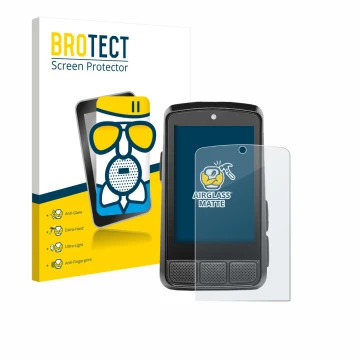 Face avant d’un emballage produit avec le logo de la marque BROTECT. À côté, l’appareil Wahoo Elemnt Bolt 3 est représenté ave