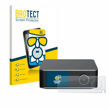 Face avant d’un emballage produit avec le logo de la marque BROTECT. À côté, l’appareil WiiM Ultra est représenté avec la prot