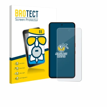 Face avant d’un emballage produit avec le logo de la marque BROTECT. À côté, l’appareil Nothing CMF Phone 2 Pro est représenté