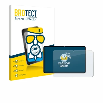 Face avant d’un emballage produit avec le logo de la marque BROTECT. À côté, l’appareil Nubia Pad Pro est représenté avec la p