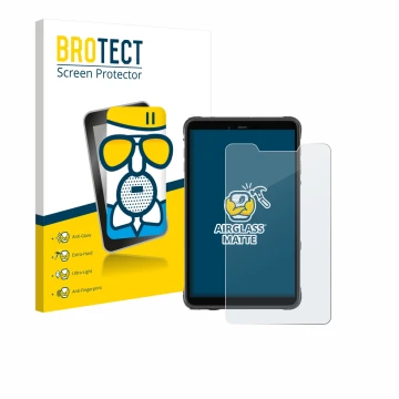 Face avant d’un emballage produit avec le logo de la marque BROTECT. À côté, l’appareil Ulefone Armor Pad Pro est représenté a