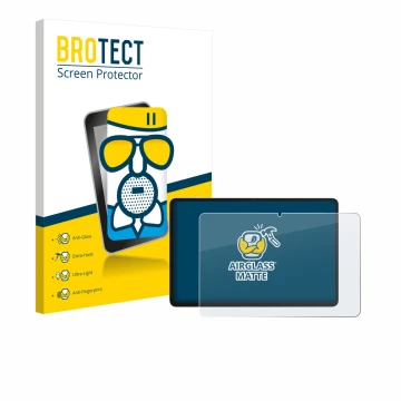 Face avant d’un emballage produit avec le logo de la marque BROTECT. À côté, l’appareil Honor Pad 10 est représenté avec la pr