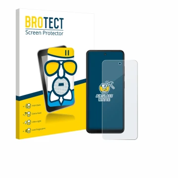 Face avant d’un emballage produit avec le logo de la marque BROTECT. À côté, l’appareil Xplora HMD Fusion X1 est représenté av