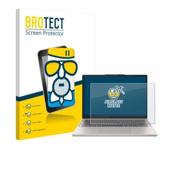 Face avant d’un emballage produit avec le logo de la marque BROTECT. À côté, l’appareil Lenovo Chromebook Plus 14 est représen