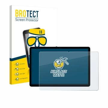 Face avant d’un emballage produit avec le logo de la marque BROTECT. À côté, l’appareil Doogee Tab G6 est représenté avec la p