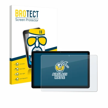 Face avant d’un emballage produit avec le logo de la marque BROTECT. À côté, l’appareil Doogee Tab A9 Pro+ est représenté avec