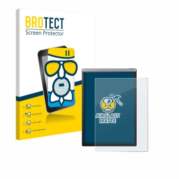 Face avant d’un emballage produit avec le logo de la marque BROTECT. À côté, l’appareil iflytek Ainote Air 2 est représenté av
