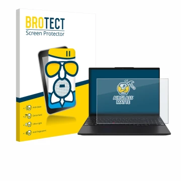 Face avant d’un emballage produit avec le logo de la marque BROTECT. À côté, l’appareil Lenovo ThinkPad L16 Gen 2 est représen