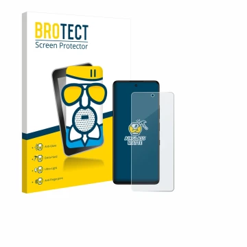 Face avant d’un emballage produit avec le logo de la marque BROTECT. À côté, l’appareil TCL 50 Pro NXTPaper 5G est représenté 