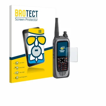 Face avant d’un emballage produit avec le logo de la marque BROTECT. À côté, l’appareil Icom IC-A25NE /IC-A25CE est représenté