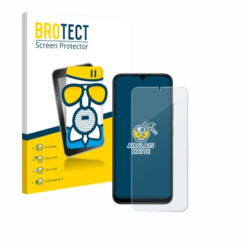 Face avant d’un emballage produit avec le logo de la marque BROTECT. À côté, l’appareil Xiaomi Redmi 15C 4G est représenté ave