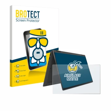 Face avant d’un emballage produit avec le logo de la marque BROTECT. À côté, l’appareil Lenovo IdeaPad Flex 5 14ALC05 est repr