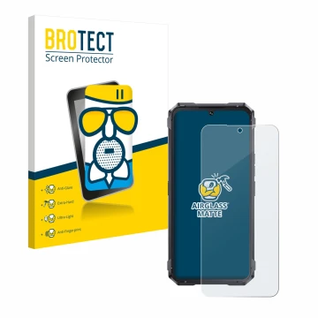 Face avant d’un emballage produit avec le logo de la marque BROTECT. À côté, l’appareil Cubot King Kong 11 est représenté avec