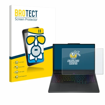 Face avant d’un emballage produit avec le logo de la marque BROTECT. À côté, l’appareil Lenovo Legion 5i Gen 10 15