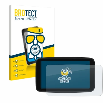 Face avant d’un emballage produit avec le logo de la marque BROTECT. À côté, l’appareil TomTom GO Classic 6