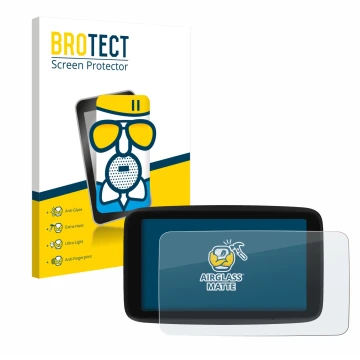 Face avant d’un emballage produit avec le logo de la marque BROTECT. À côté, l’appareil TomTom GO Classic 5
