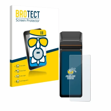 Face avant d’un emballage produit avec le logo de la marque BROTECT. À côté, l’appareil Sunmi V3H est représenté avec la prote