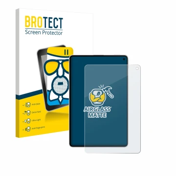 Face avant d’un emballage produit avec le logo de la marque BROTECT. À côté, l’appareil Huawei MatePad Mini est représenté ave