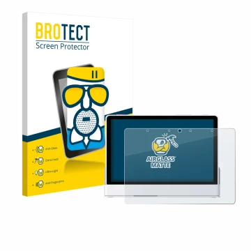 Face avant d’un emballage produit avec le logo de la marque BROTECT. À côté, l’appareil eufy Smart Display E10 est représenté 