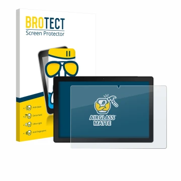 Face avant d’un emballage produit avec le logo de la marque BROTECT. À côté, l’appareil MUISOO A10 10.1