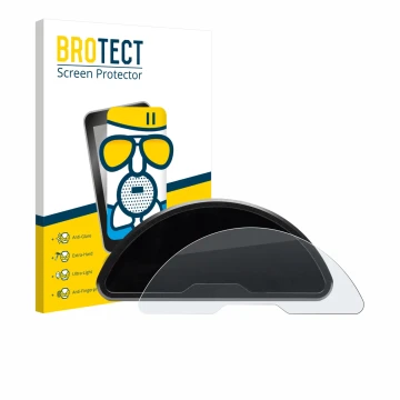 Face avant d’un emballage produit avec le logo de la marque BROTECT. À côté, l’appareil motogadget motoscope pro est représent