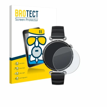 Face avant d’un emballage produit avec le logo de la marque BROTECT. À côté, l’appareil Huawei Watch GT 6 (41 mm) est représen