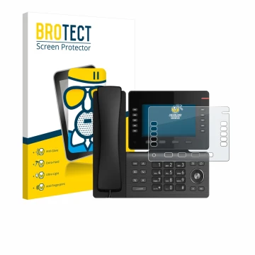 Face avant d’un emballage produit avec le logo de la marque BROTECT. À côté, l’appareil Snom D865 est représenté avec la prote