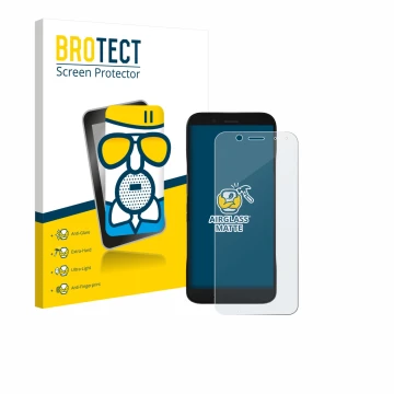 Face avant d’un emballage produit avec le logo de la marque BROTECT. À côté, l’appareil Datalogic Memor 17 HC est représenté a