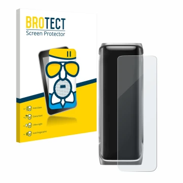 Face avant d’un emballage produit avec le logo de la marque BROTECT. À côté, l’appareil EcoFlow Rapid Pro X est représenté ave