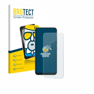 Face avant d’un emballage produit avec le logo de la marque BROTECT. À côté, l’appareil Infinix Smart 10 est représenté avec l