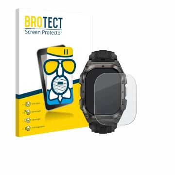 Face avant d’un emballage produit avec le logo de la marque BROTECT. À côté, l’appareil Kospet Tank M4 est représenté avec la 